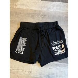 Marvel Venom Shorts Mens Medium Black CVLA Athletic Swim Trunks Graphic Logo